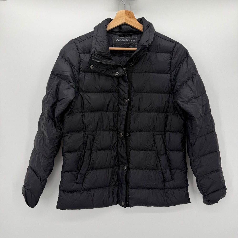 Eddie Bauer Black Down Puffer Jacket Womens S Recycled Nylon Packable